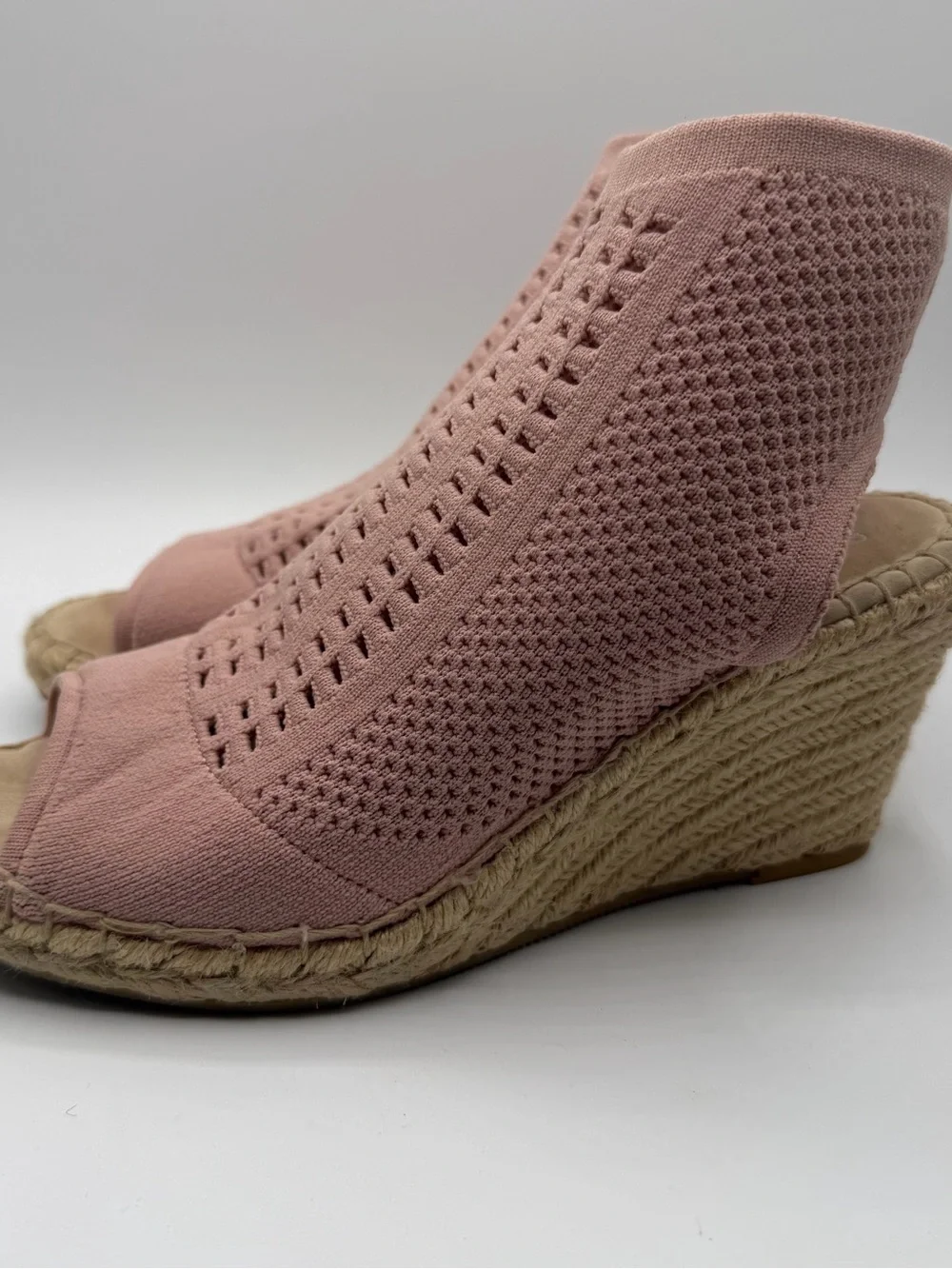 Steven Steve Madden Loca Wedge Booties Womens 7.5 Pink Knit Espadrille